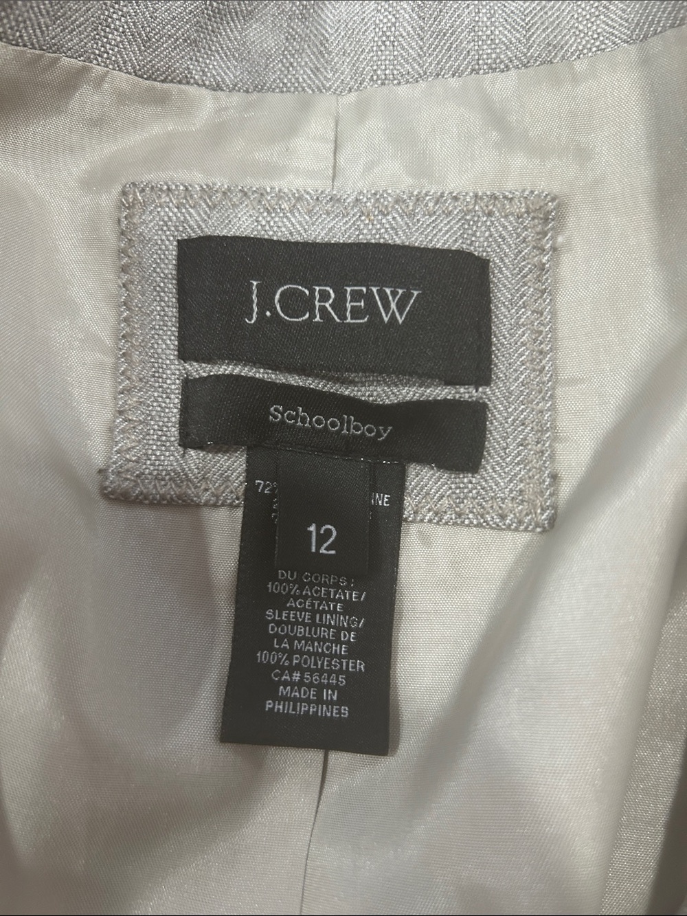 J.Crew Schoolboy Gray Herringbone Blazer Womens 12 Preppy Career Jacket academia - Picture 6 of 15
